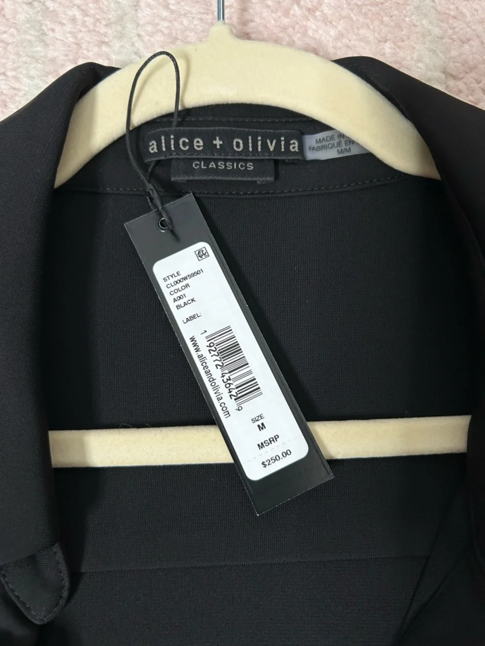 NWT Alice and Olivia Marsha Black Ruched Front Polo Mini Dress Size Medium - Picture 5 of 12